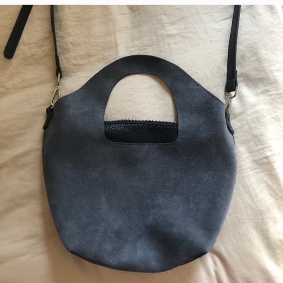 Free People Handbags - Free People Crossbody Blue Faux Suede Bag